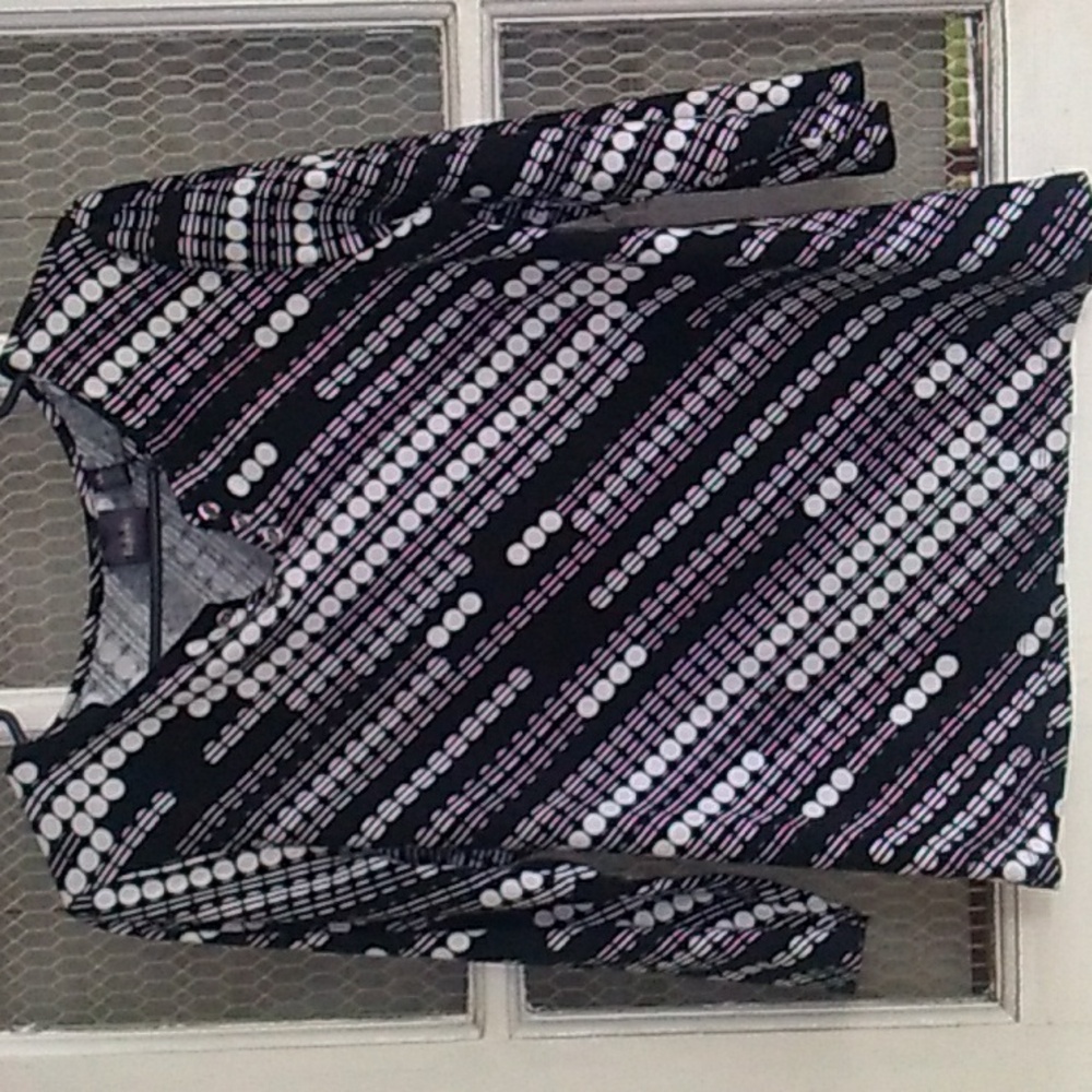Rafaella 3/4 Sleeve Black & White Top